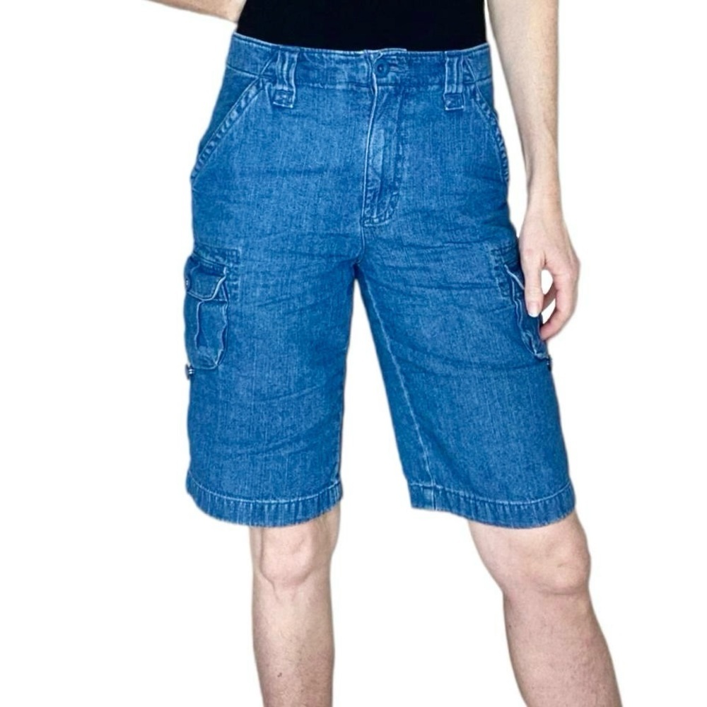 Vintage Y2K Lands’ End Medium Wash Cargo Denim Shorts